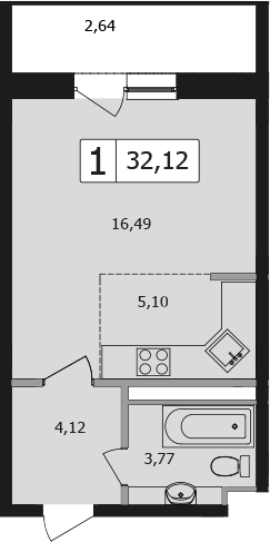 Студия, 29.48 м², 16/16 этаж, ЖК «Жемчужина»