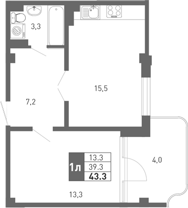 2-комн., 37.8 м², 3/3 этаж, ЖК «Монако»