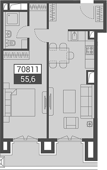 Объект, 55.6 м², 4/7 этаж, ЖК «Красная поляна 540»