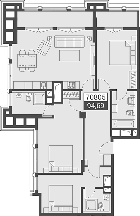 Продается 1-комн. квартира, 103.9 м²