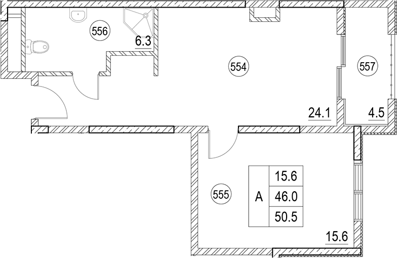 1-комн., 46 м², 5/10 этаж, ЖК «Cosmos Park Hotel Macesta»