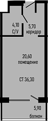 Студия, 30.4 м², 4/8 этаж, ЖК «Курортный отель Алеан Селект Агой»
