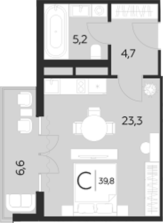 Студия, 33.2 м², 4/8 этаж, ЖК «LeePrime Residences Polyana Sochi»