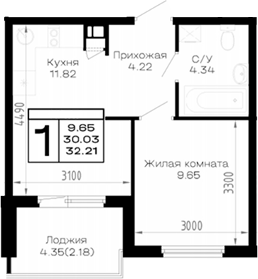 1-комн. Усадьба Гостагаевская