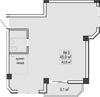 Объект, 45.9 м², 1/11 этаж, ЖК «Море»