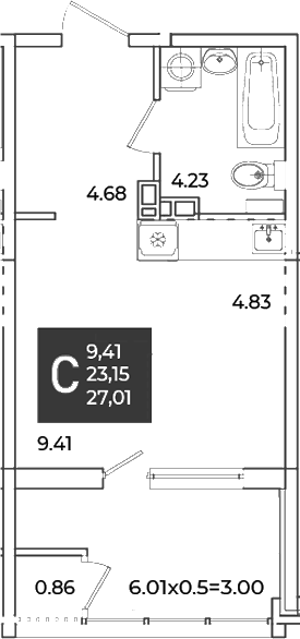 Продается 1-комн. квартира, 24.01 м²