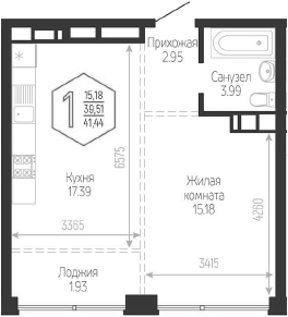 2-комн., 39.51 м², 16/24 этаж, ЖК «Гарантия PRIME»