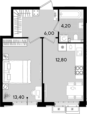 1-комн., 36.4 м², 2/18 этаж, ЖК «Порто-Ново»