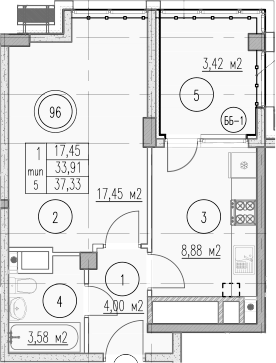 1-комн., 33.91 м², 7/9 этаж, ЖК «Agoy Park Residence by Lavicon»