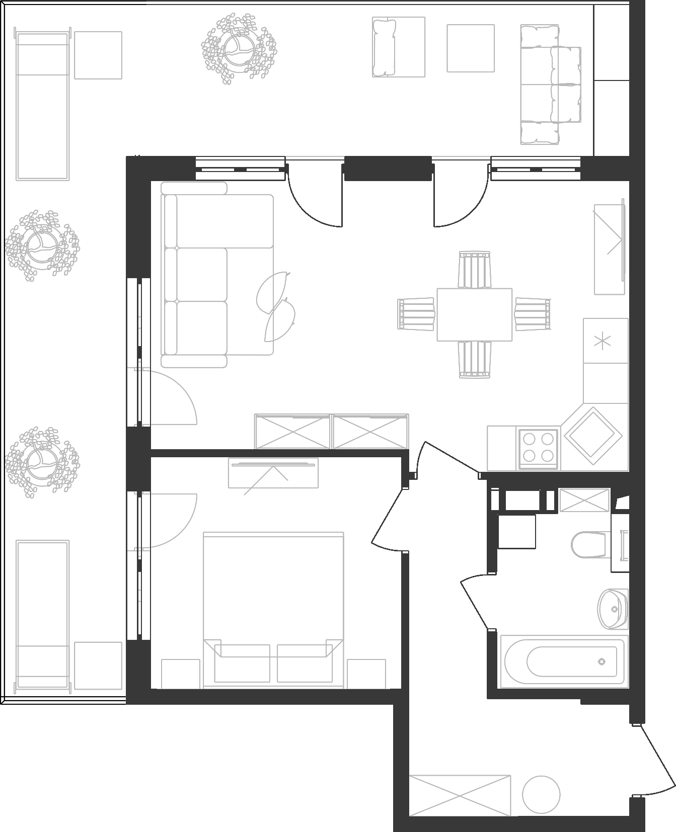 2-комн., 46.5 м², 6/7 этаж, ЖК «Клубная Резиденция Европа. ГК Вектор»