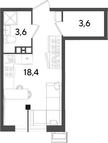 Студия, 25.6 м², 8/9 этаж, ЖК «Парк Победы»