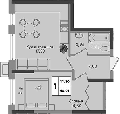 1-комн. Зеленая территория