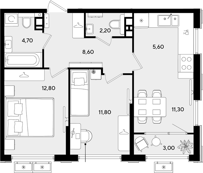 Продается 3-комн. квартира, 57 м²