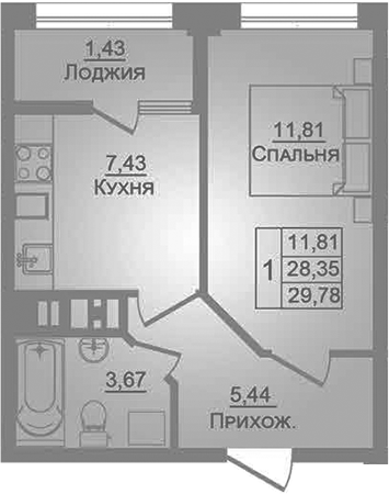 Продается 1-комн. квартира, 28.37 м²
