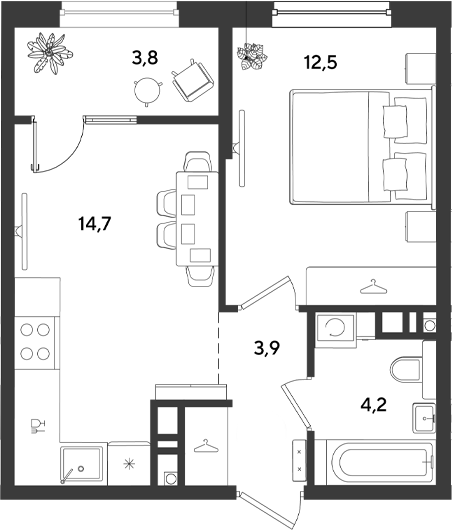 Продается 1-комн. квартира, 35.3 м²
