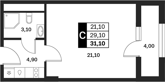 Студия, 29.1 м², 2/9 этаж, ЖК «Аксис Патриот»