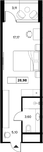 Продается 1-комн. квартира, 25.87 м²