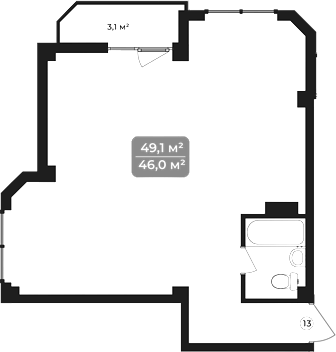 Объект, 49.1 м², 11/11 этаж, ЖК «Море»