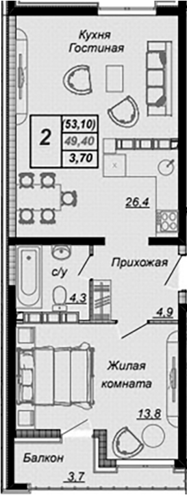 1-комн. Чайные Холмы