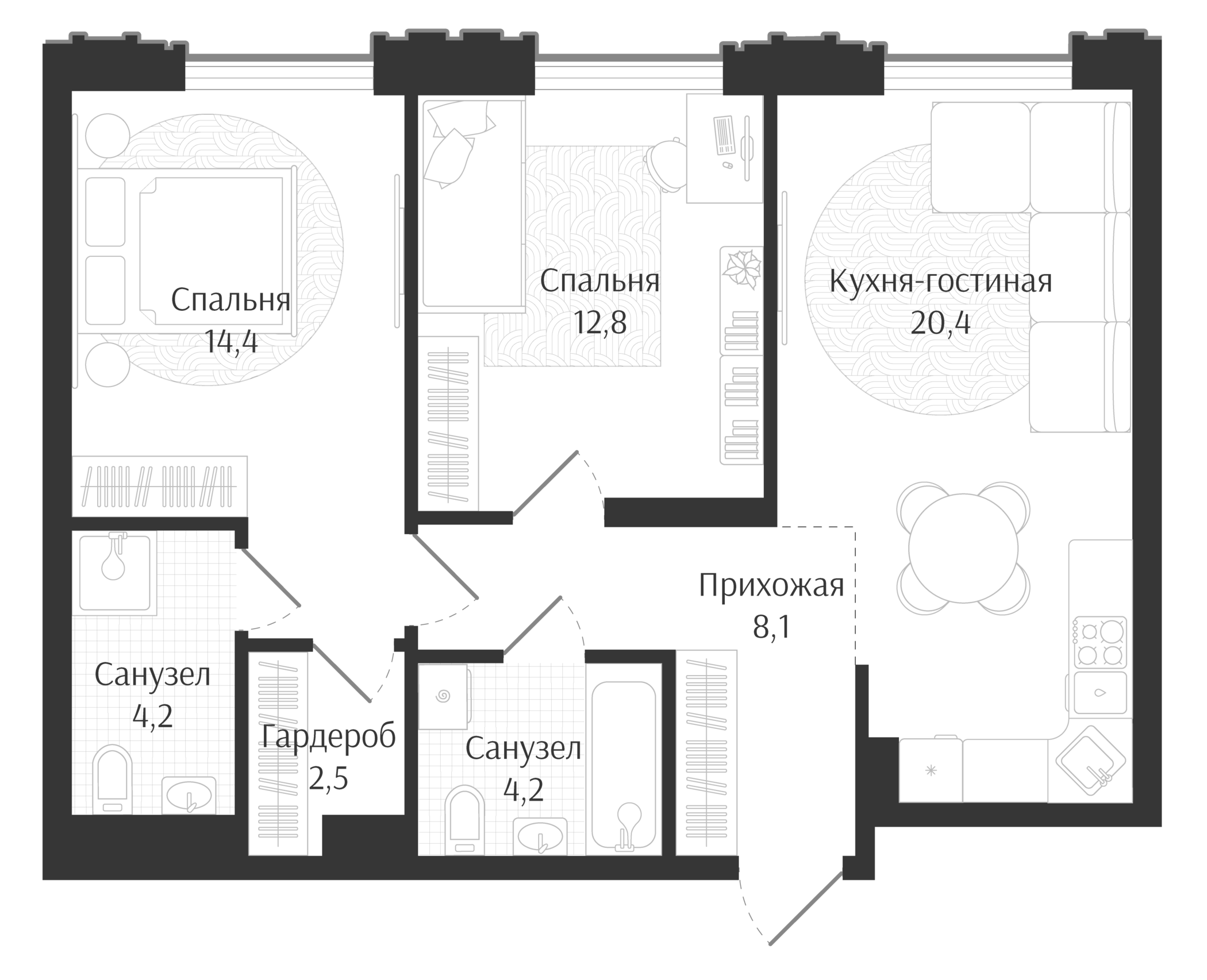 3-комн. Брют Резиденс