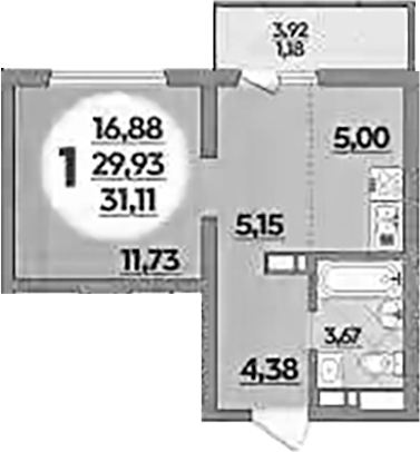 Студия, 29.93 м², 7/9 этаж, ЖК «Предгорье Лаго-Наки»