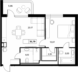 Продается 1-комн. квартира, 46.73 м²