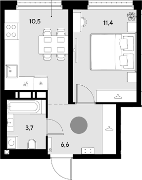 1-комн., 32.2 м², 17/18 этаж, ЖК «Грейд»