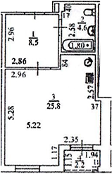 Студия, 43.4 м², 6/8 этаж, ЖК «Апарт-отель Вальсет»