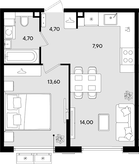 Продается 2-комн. квартира, 44.9 м²