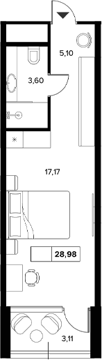 Студия, 25.87 м², 3/6 этаж, ЖК «Гостиничный комплекс Белые ночи»