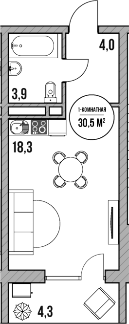 Студия, 26.2 м², 5/5 этаж, ЖК «МореТут»