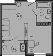 Студия, 28.4 м², 8/10 этаж, ЖК «Гостиничный комплекс GREENMONT»