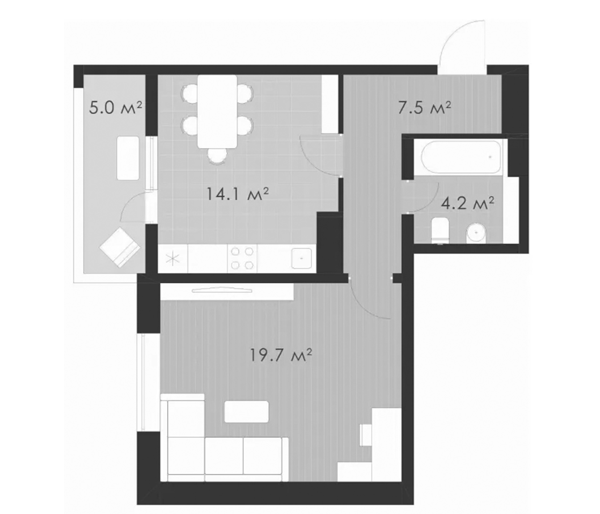 1-комн., 45.5 м², 16/20 этаж, ЖК «Выбор»