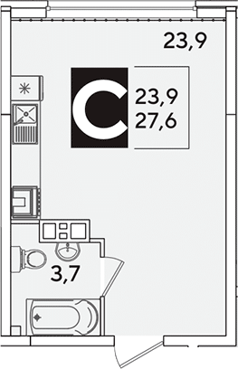 Студия, 27.6 м², 5/16 этаж, ЖК «Самолет»