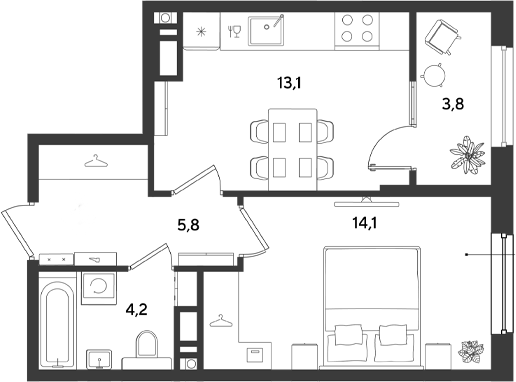 Продается 1-комн. квартира, 36.7 м²