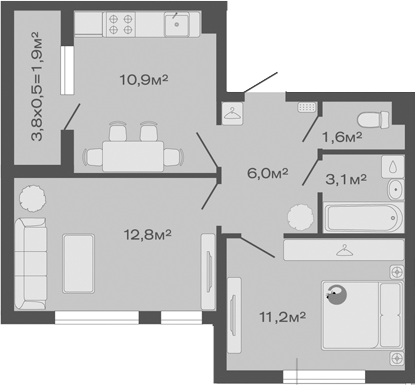 Продается 2-комн. квартира, 45.6 м²