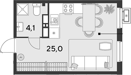 Студия, 29.1 м², 12/18 этаж, ЖК «Парк Победы»