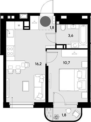 Продается 2-комн. квартира, 32.3 м²