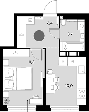 1-комн., 31.3 м², 16/18 этаж, ЖК «Грейд»