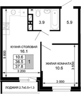 Продается 1-комн. квартира, 36.5 м²