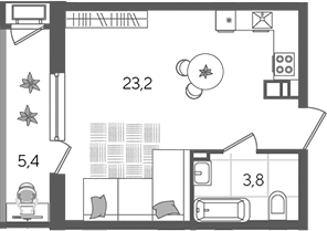 Студия, 27 м², 6/24 этаж, ЖК «Рекорд»