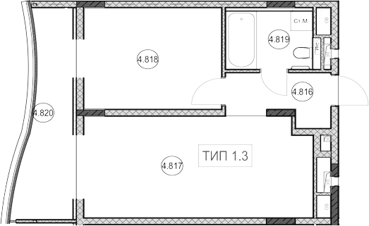 1-комн., 40.3 м², 8/9 этаж, ЖК «ГК Сан Гарден Хотел&СПА»