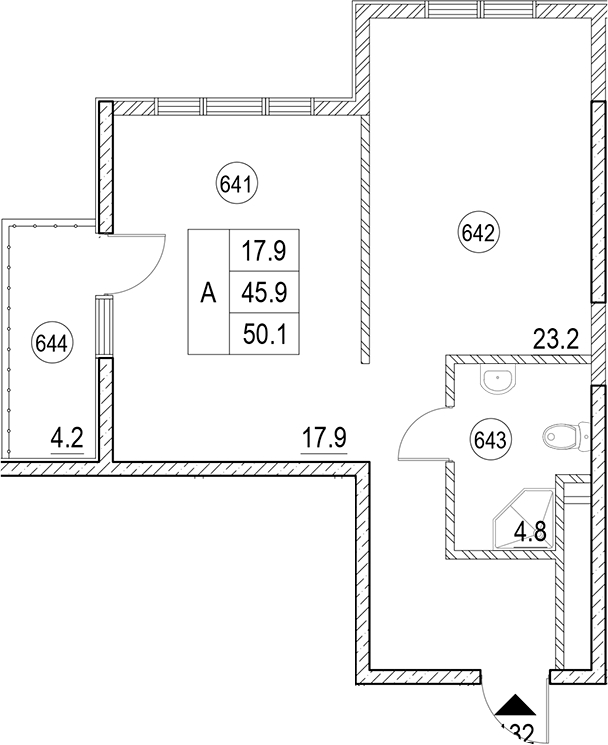 1-комн., 45.9 м², 6/10 этаж, ЖК «Cosmos Park Hotel Macesta»
