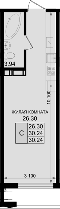 Студия, 30.24 м², 2/8 этаж, ЖК «Резиденция морей»