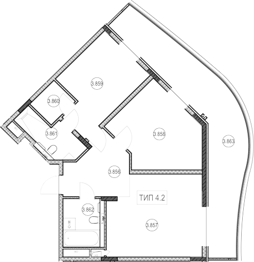 2-комн., 64.8 м², 8/9 этаж, ЖК «ГК Сан Гарден Хотел&СПА»