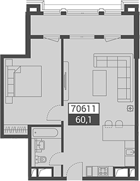 Объект, 60.1 м², 2/7 этаж, ЖК «Красная поляна 540»