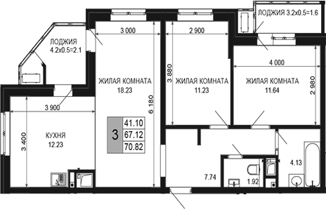 Продается 3-комн. квартира, 67.12 м²