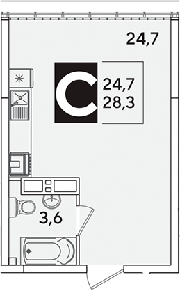 Студия, 28.3 м², 16/16 этаж, ЖК «Самолет»