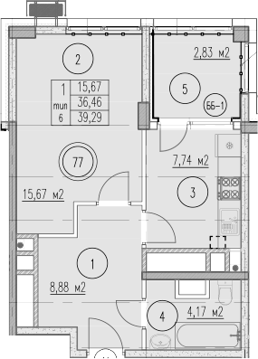 1-комн., 36.46 м², 4/10 этаж, ЖК «Agoy Park Residence by Lavicon»