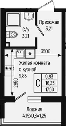 Студия, 16.25 м², 2/9 этаж, ЖК «Ботаника Хиллс»